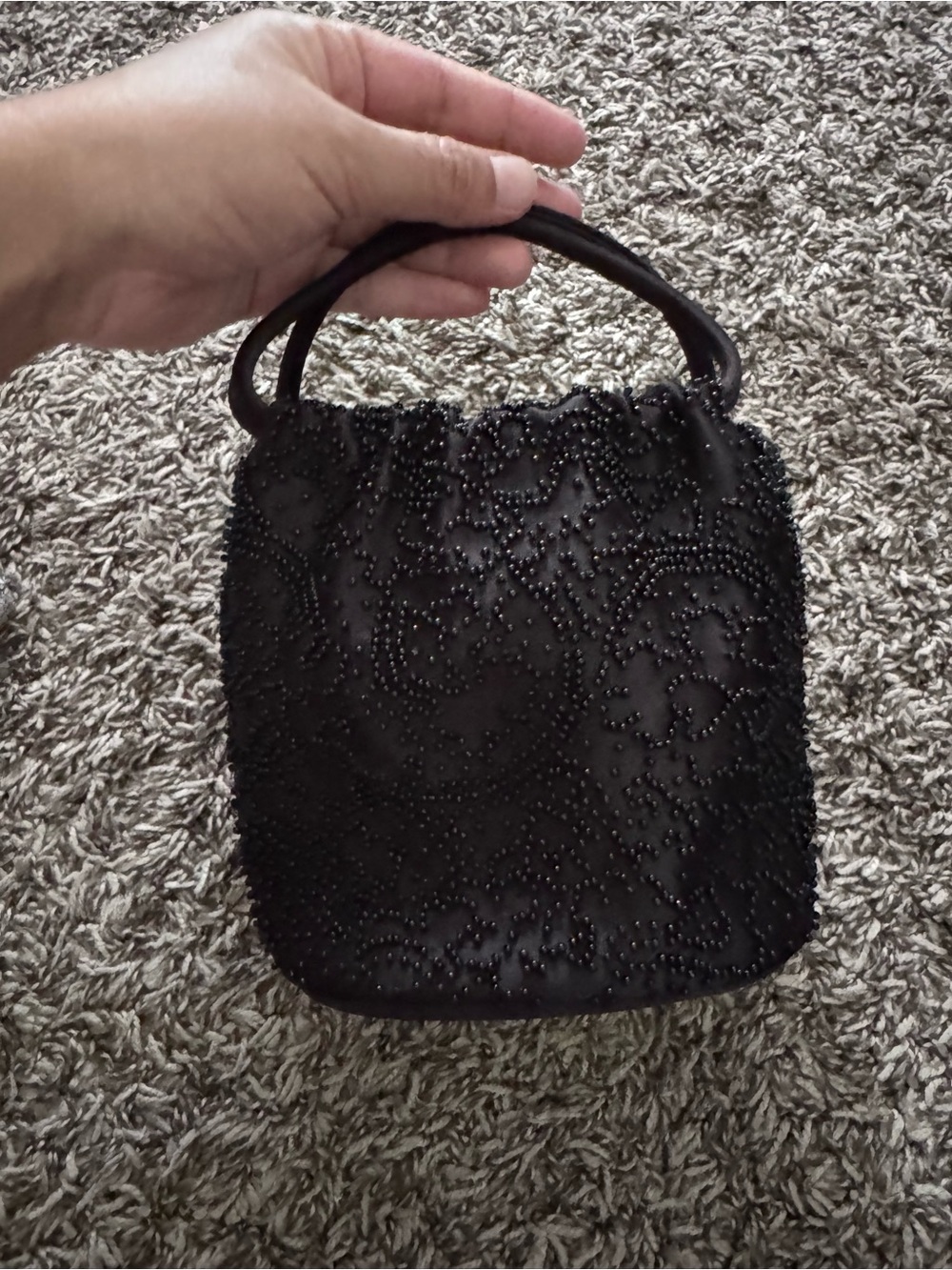 Talbots Elegant Black Beaded Evening Bag